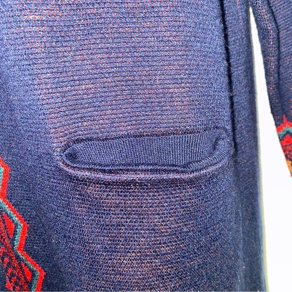 MaxSport Mx4760 navy blue and red floral pattern open face sweater cardigan - Picture 4 of 7